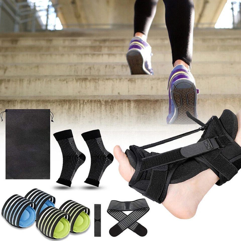 Adjustable Ankle Brace Foot Drop Orthotic Brace Plantar Fasciitis Night Splint - Image 2 of 4