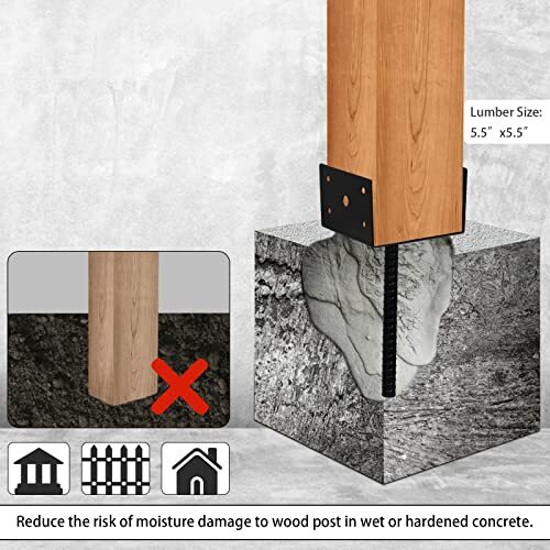 U Shape Fence Post Holder 6 Inches x 6 Inches 4 Pack Concrete Post