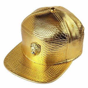 gold leather hat