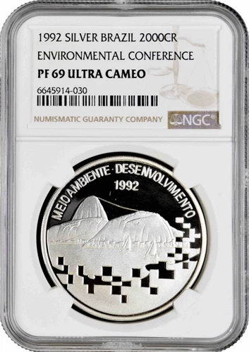 Brazil 2000 cruzeiros 1992, NGC PF69 UC, "Environmental Conference" Top Pop 5/0