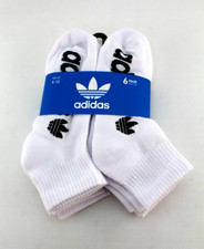 NWT ADIDAS Aeroready Size 6-12 Six Pairs White with Black Logo Men's Ankle Socks