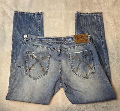 AKOO Brand Jeans Light Wash Distressed Straight Leg Denim Sz 38 | eBay