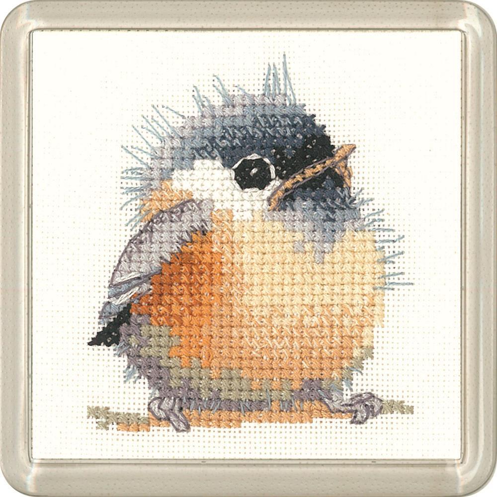 Heritage counted cross stitch kit Aida ""Chickadee (A)"", CFCD1990-A, Coaster size