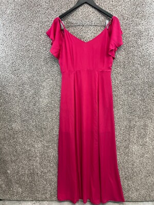 flowy hot pink dress Hot Pink Strapless Flowy A-Line Maxi Dress with 3D Floral Hem for Form   SposaBridal