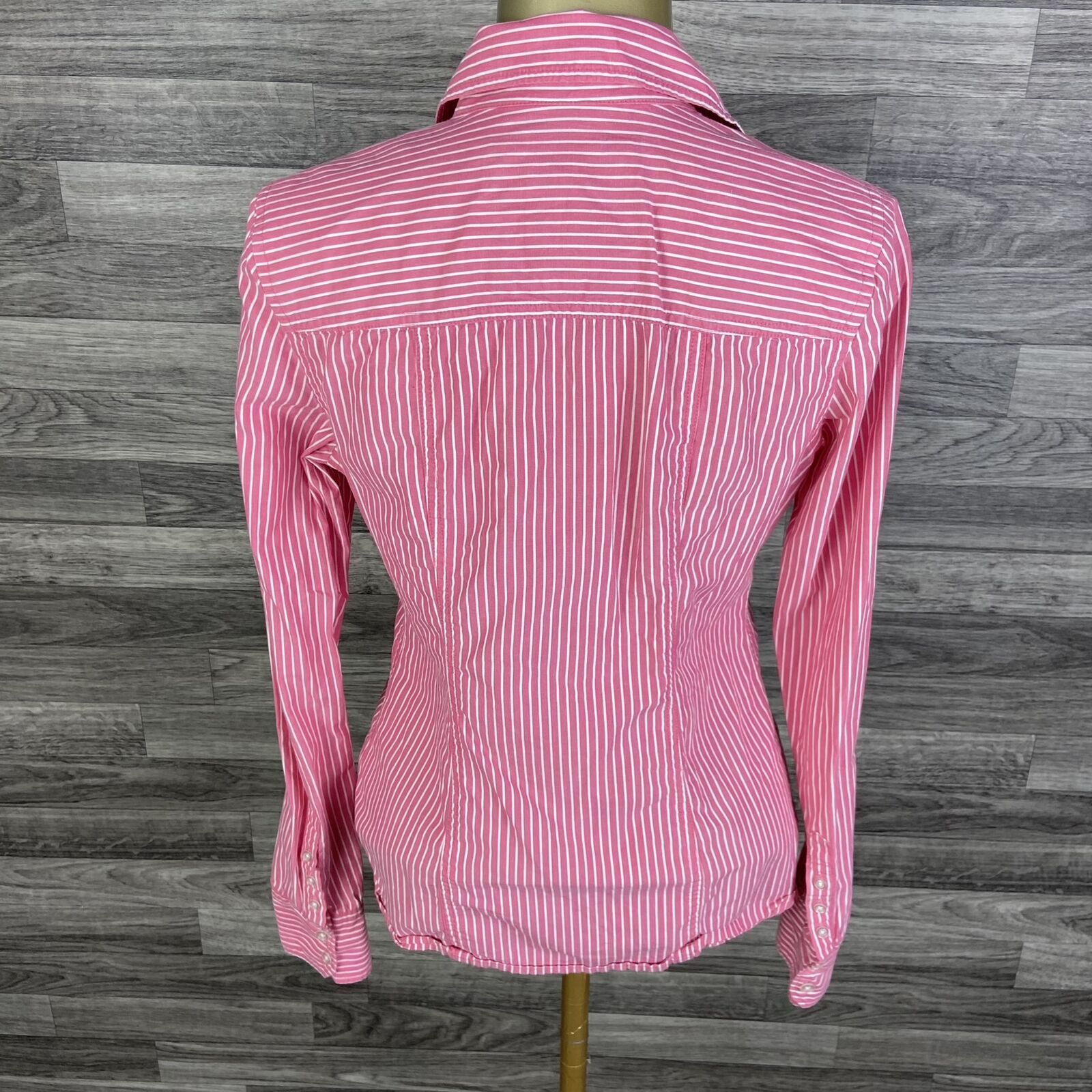 AMERICAN EAGLE Button Down Collared Pink Striped … - image 3