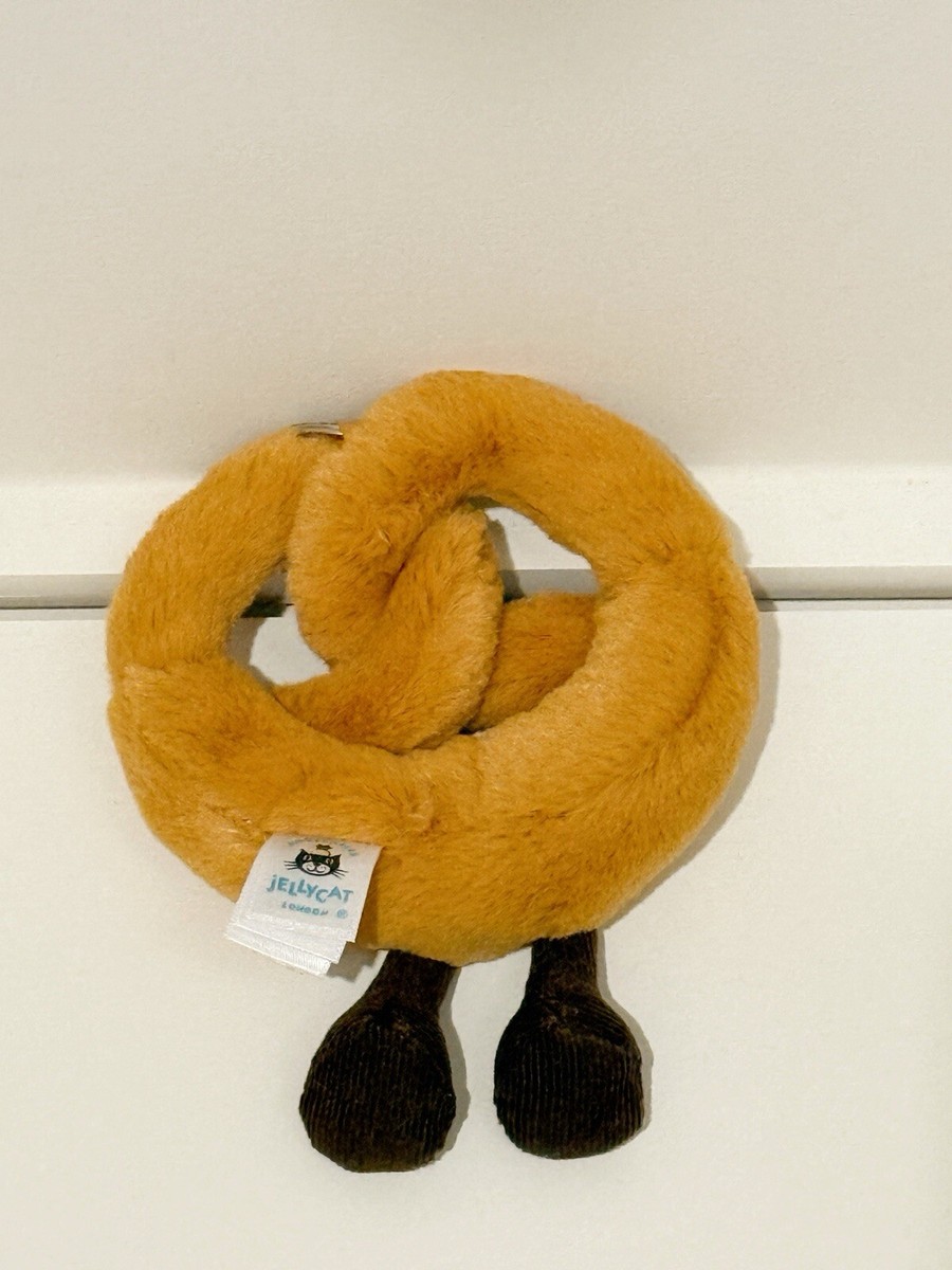 Jellycat Amuseable Pretzel Bag Charm – Plush Keychain – Hot Black