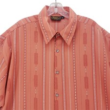 VTG MONZINI Collection Short Sleeve Southwestern Orange Shirt MADE IN USA XL