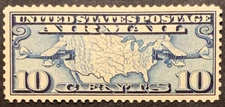US Stamps #C7 MH OG, 10 cent United States and two planes Airmail SCV $2.25