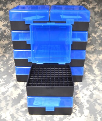 10 x BERRY'S PLASTIC STORAGE AMMO BOX BLUE COLOR 223/556 ACP 100 rd