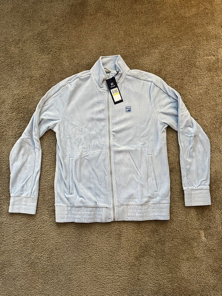 Fila Mens Velour Tracksuit Sweatsuit Solid Baby Blue Velvet Sz M L XL