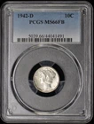 1942-D 10C Mercury Dime PCGS MS66FB