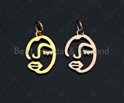 CZ Micro Pave Abstract face Shape Pendant/Charm, Picasso style Face Cubic