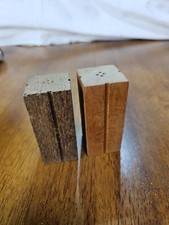 Vintage Primitive Wood Pillar Salt  Pepper Shaker Set