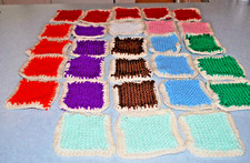 Lot of 28- 4 x5" Multicolor Knit GRANNY SQUARES Afghan Blocks for handmade throw