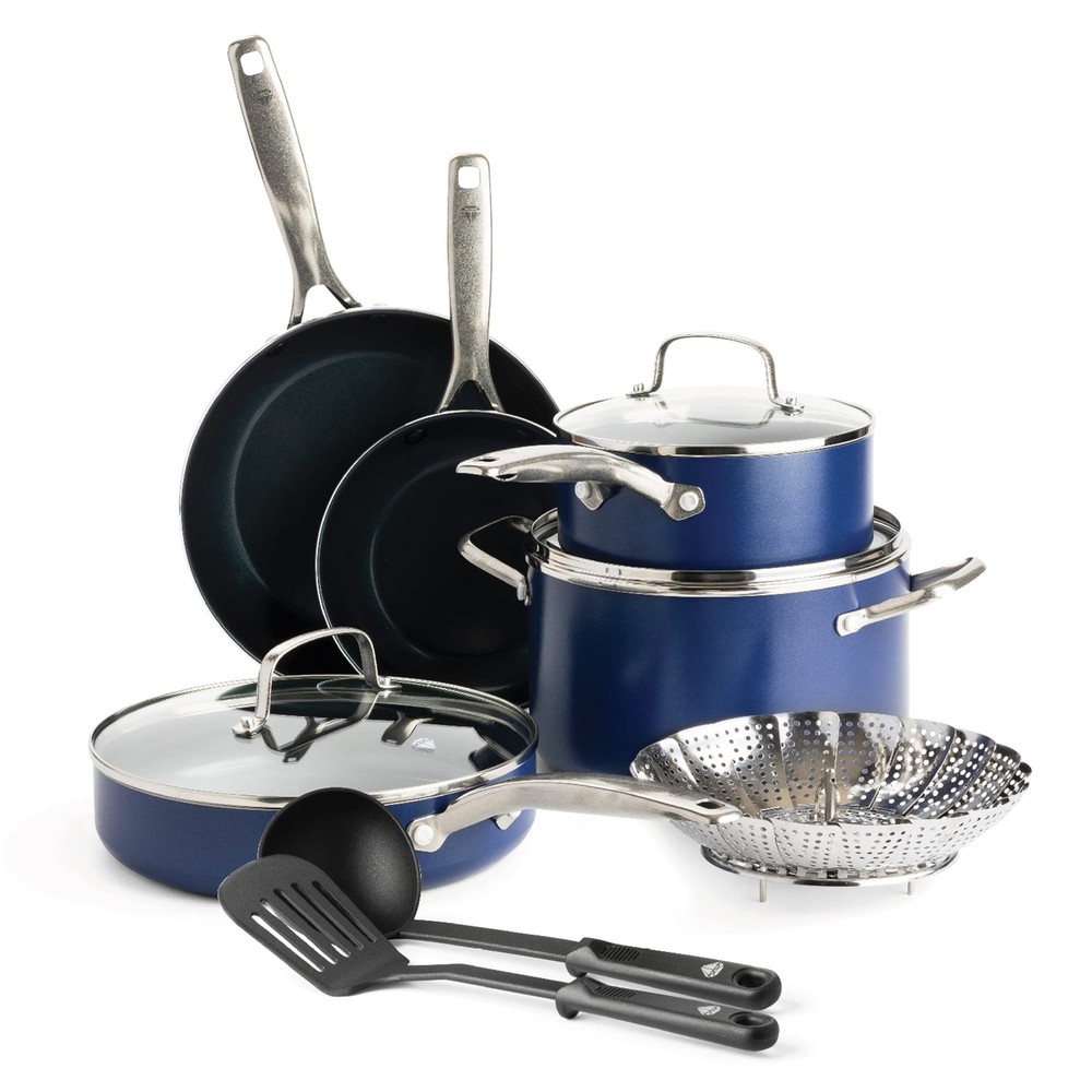11 Piece Cookware Set, Diamond Infused PFAS & PFOA-Free Ceramic Nonstick Pots...
