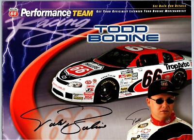 Todd Bodine Hand Signed Phillips 66 NASCAR Hero Card - 8 x 10 Inches