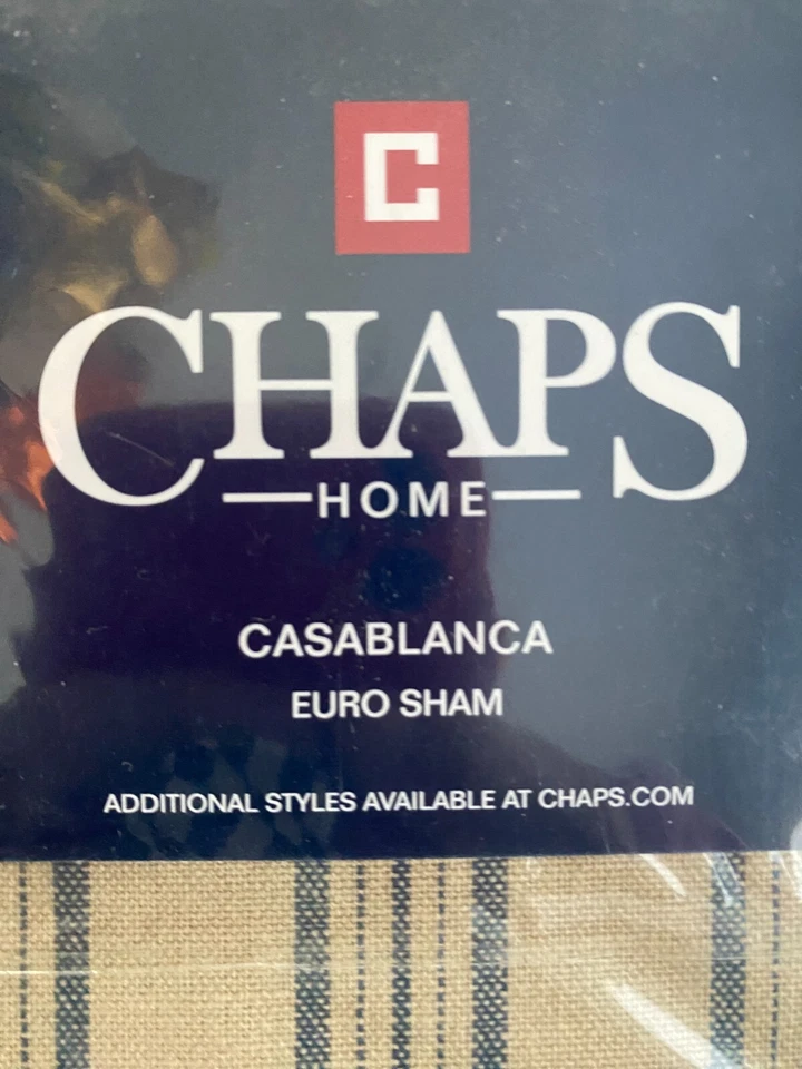 Chaps Home Casablanca Euro Sham Beige Stripe Decorative Pillows Cover 26" X 26" - Image 2 of 4