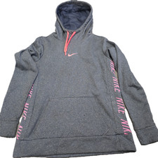 Nike Sportswear Swoosh Fleece Lined Pink Hoodie Womens Sz S Gray Athleisure read