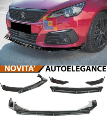 0037 PEUGEOT 308 II FACELIFT LIP SPOILER PARAURTI ANTERIORE NERO SPLITTER -V-