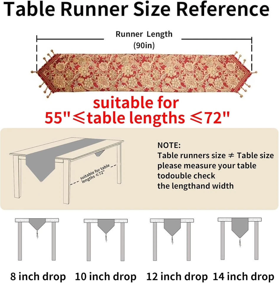 Runner Da Tavola Di Lusso Dal Design Vintage, Lungo 228,6 Cm, in Tessuto Jacquar - Immagine 2 di 4