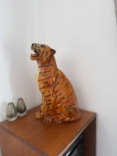 70s Kitsch Retro Fireside Tiger Resin 50cm Excellent Condition