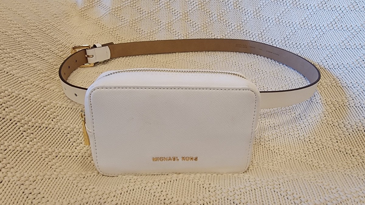 Michael Kors White Belt Bag Fanny Pack Gold Hardware Zipper  display picture 2