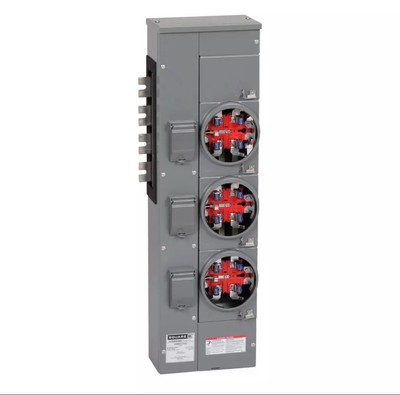 Square D Electric EZMH313225 225 Amp Ringless 3 Meter Center Triplex Branch Unit