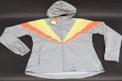 New! GOFLUO Florence Jacket Size Small Gray Reflective Hooded Wind Jacket Unisex