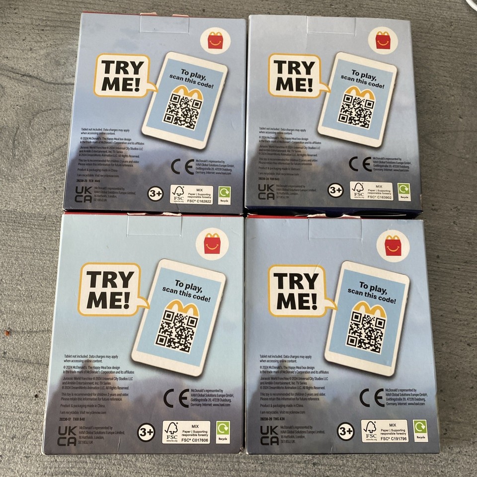 McDonald’s Happy Meal 2024 - Jurassic Park Chaos Theory Bundle x 4 ...