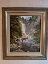 Mark Ogle "Horse Mountain Man" Framed Oil on Masonite Original Western Art