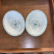 Vintage Noritake Paradise 10” Oval Bowls. Set of 2. Lt Mint Green 8223 W80. New.