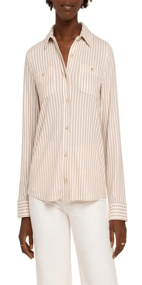 Faherty Legend Sweater Shirt in Tannin Stripe Size XS