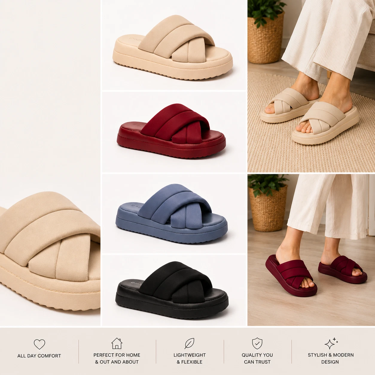 Ladies Women Summer Comfort Cushion Slip On Soft Insole Flatform Sliders Sandals