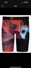 Ethika Staple Bright Red Blue Black Python Snake Fangs Long Boxers Men's NIP