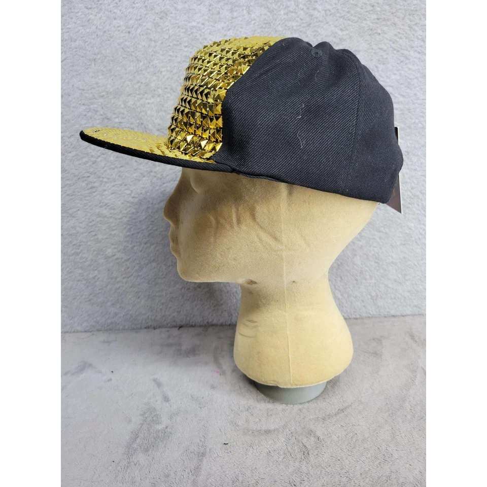 Sombrero Tachonado Dorado Fiesta Rave Negro Snapback Gorra Disfraz Juegos con disfraces Adulto Foto 4 de 4