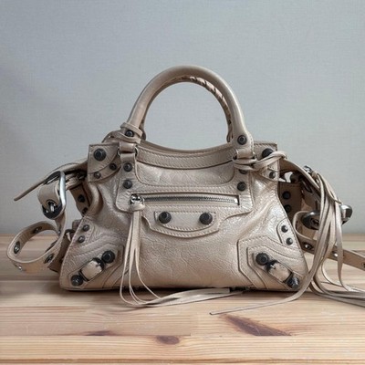 BALENCIAGA Neo Cagole XS 2way Hand Bag Shoulder Bag Leather Beige