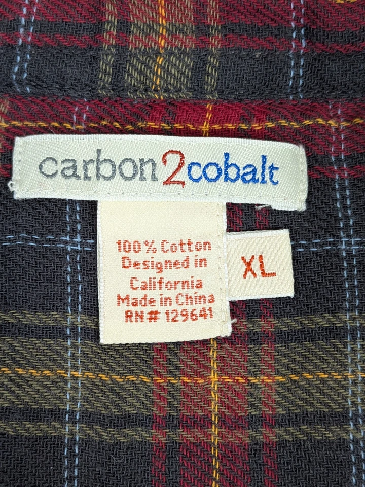 Рубашка на пуговицах мужская Carbon 2 кобальтовая размер XL красная клетчатая верхний эшелон фланель - Изображение 4 из 4