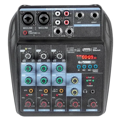 JINDAAUDIO 4 Channel Mixer Dj Mixers Audio Mixer Usb Sounds Mixing Board Music Mixers with