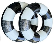 33 inch Inflatable Pool Floats for Adults- 2 Pack Striped Floaties Pool Black