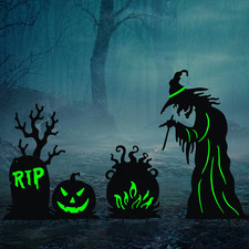 BRIGHTDECK 3 Pcs Halloween Witch Yard Signs Metal Stakes Outdoor Decoration Scar