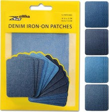 12 Color Blue Denim Fix Patches Size 3x4 Inches for Clothing Repair