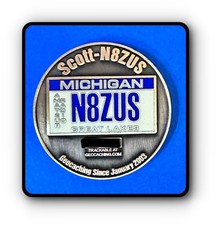 Geocoin Scott-N8ZUS Amateur Radio Great Lakes, Michigan Ant. Gold Unactivated