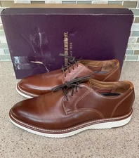 Johnston & Murphy Men's Upton Plain Toe Oxfords Tan Sz 9.5 Full Grain Shoes New