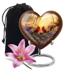 Cardinal Heart Urns Human Ashes 6Inch Cremation Urn Shape Burial Funeral