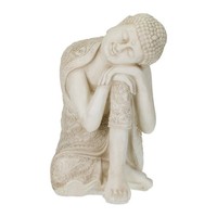 Buddha Figur Cremeweiß, Garten Dekofigur Buddha Skulptur, Buddha Statue 61 Cm