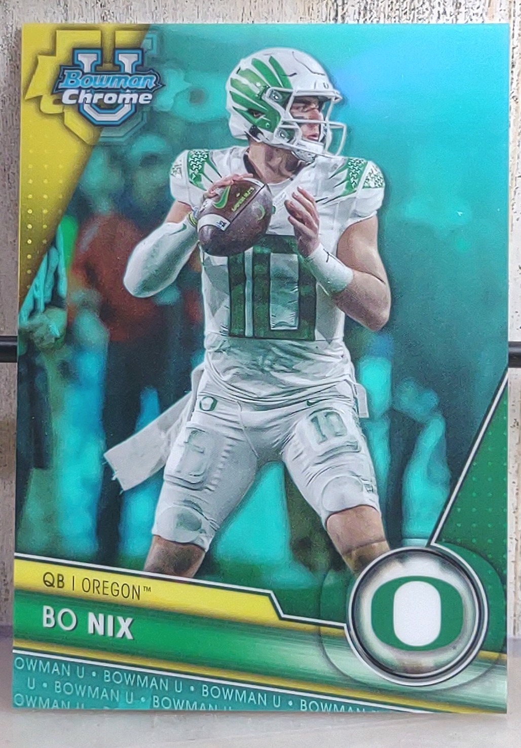 2023 Bowman Chrome U Bo Nix #159  Aqua Refractor #/299 Oregon