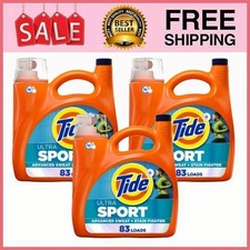 3 Pack Ultra Sport Liquid Laundry Detergent, Advanced Sweat&Stain Fighter, 117 f
