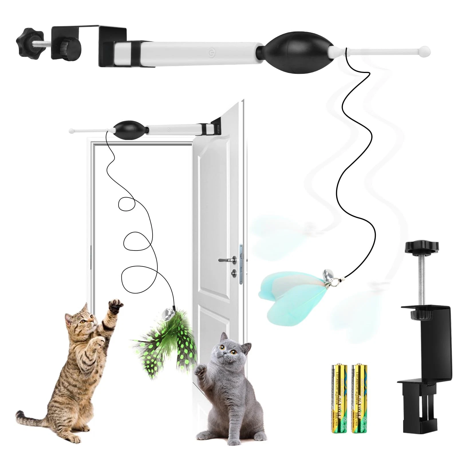 Automatic Door Hanging Interactive Cat Toy for Indoor Cats - Retractable Feat...