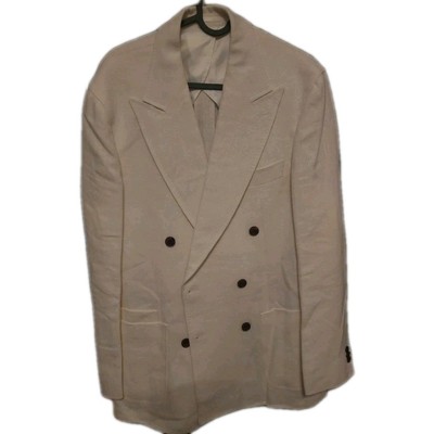 Spier & Mackay Sakko Doppelreiher Zweireiher Creme Leinen 40 Herren 52