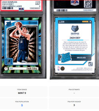 2024 PANINI DONRUSS #239 ZACH EDEY HOLO GREEN LASER PSA 9 Low Pop!